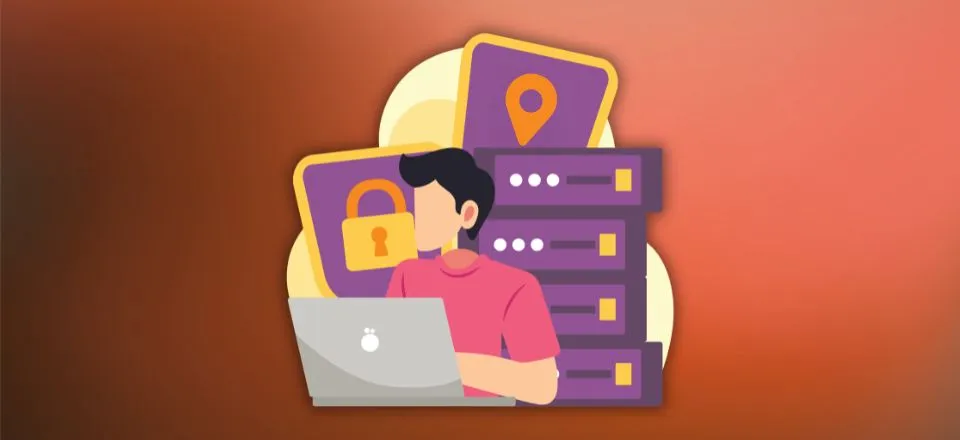 A data privacy graphic on an orange background