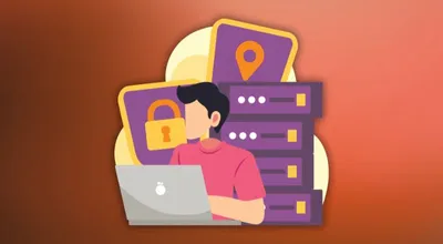 A data privacy graphic on an orange background